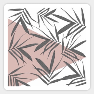 Leaves decoration. Triangles. pink. white. grey. Magnet